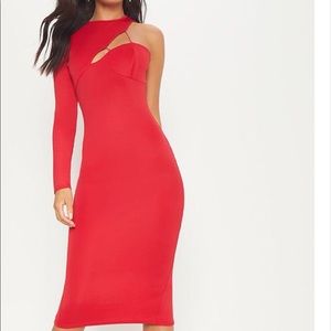 Sexy red asymmetrical dress